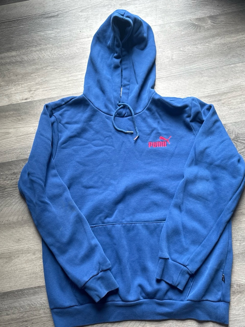 Puma Men's Royal Blue Pullover Hoodie with Pink Logo
